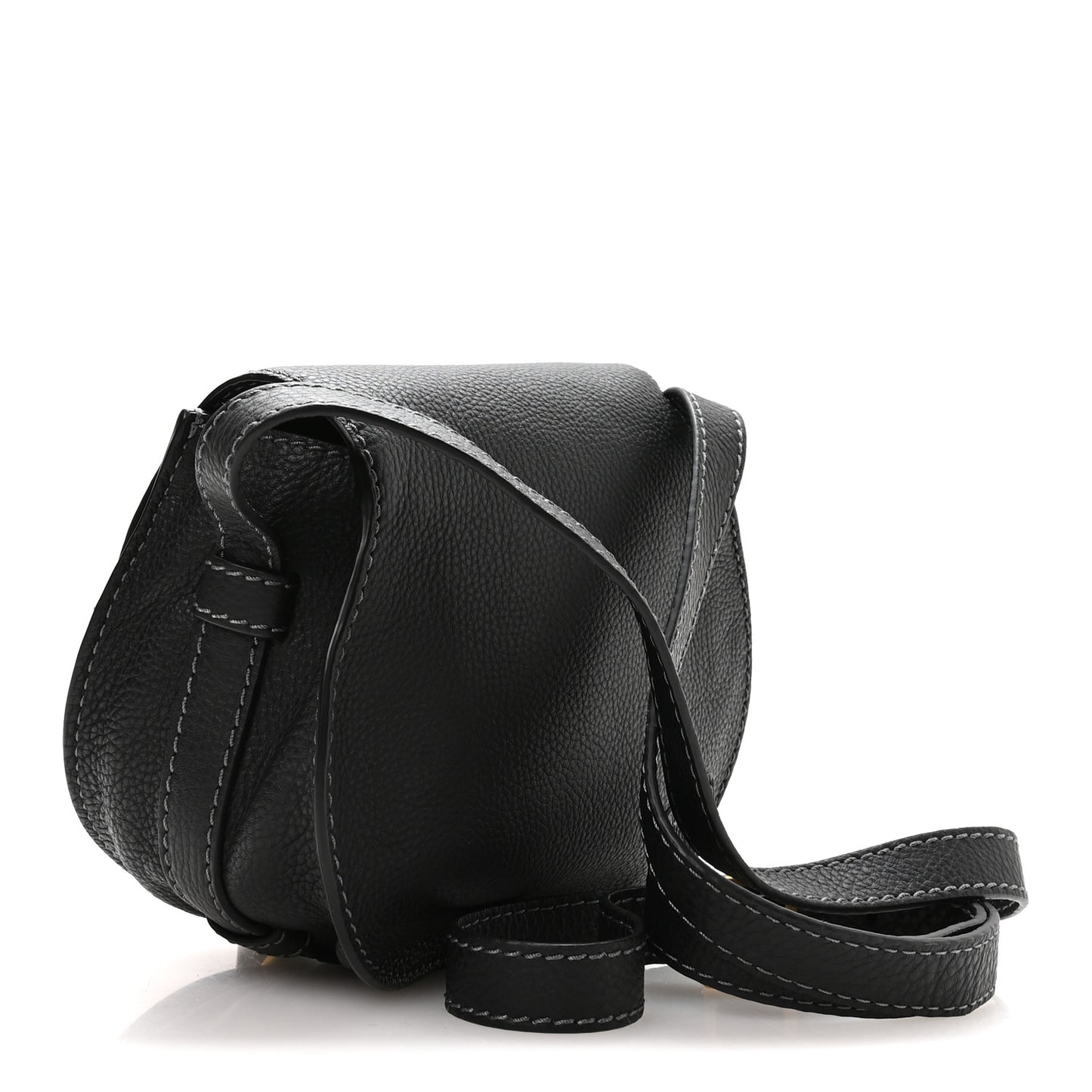 Calfskin Mini Marcie Round Crossbody Bag Black