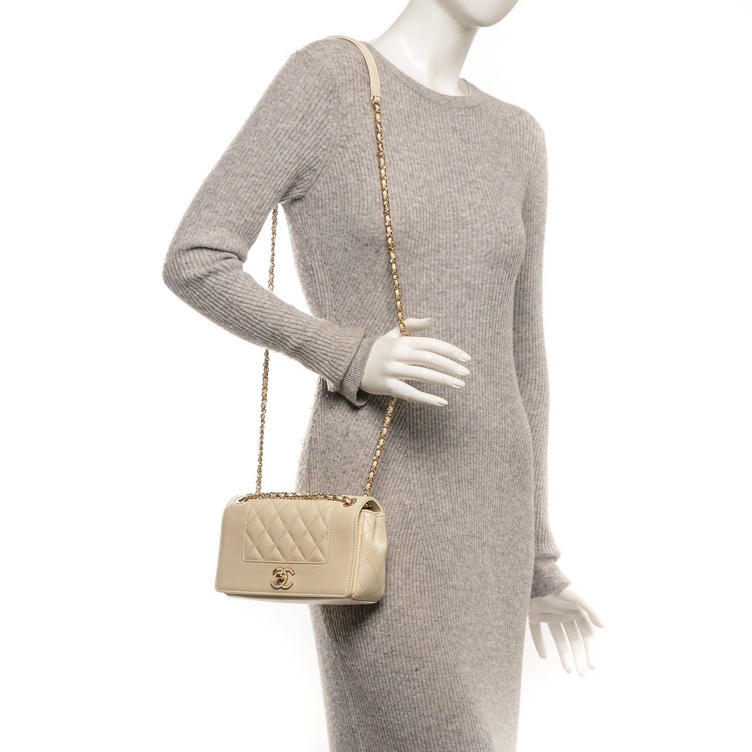 Chanel Sheepskin Quilted Small Vintage Mademoiselle Flap Light Beige 2 of 7