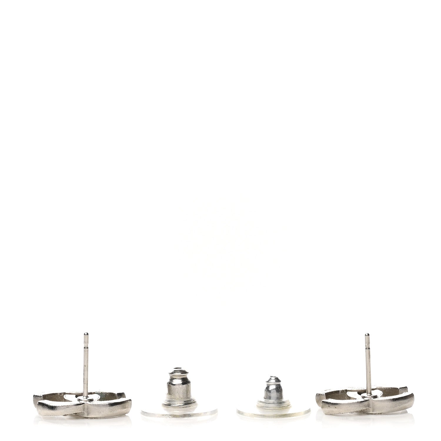 Chanel Crystal Textured CC Earrings Silver Grey 3 of 5