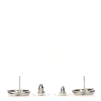Chanel Crystal Textured CC Earrings Silver Grey 3 of 5