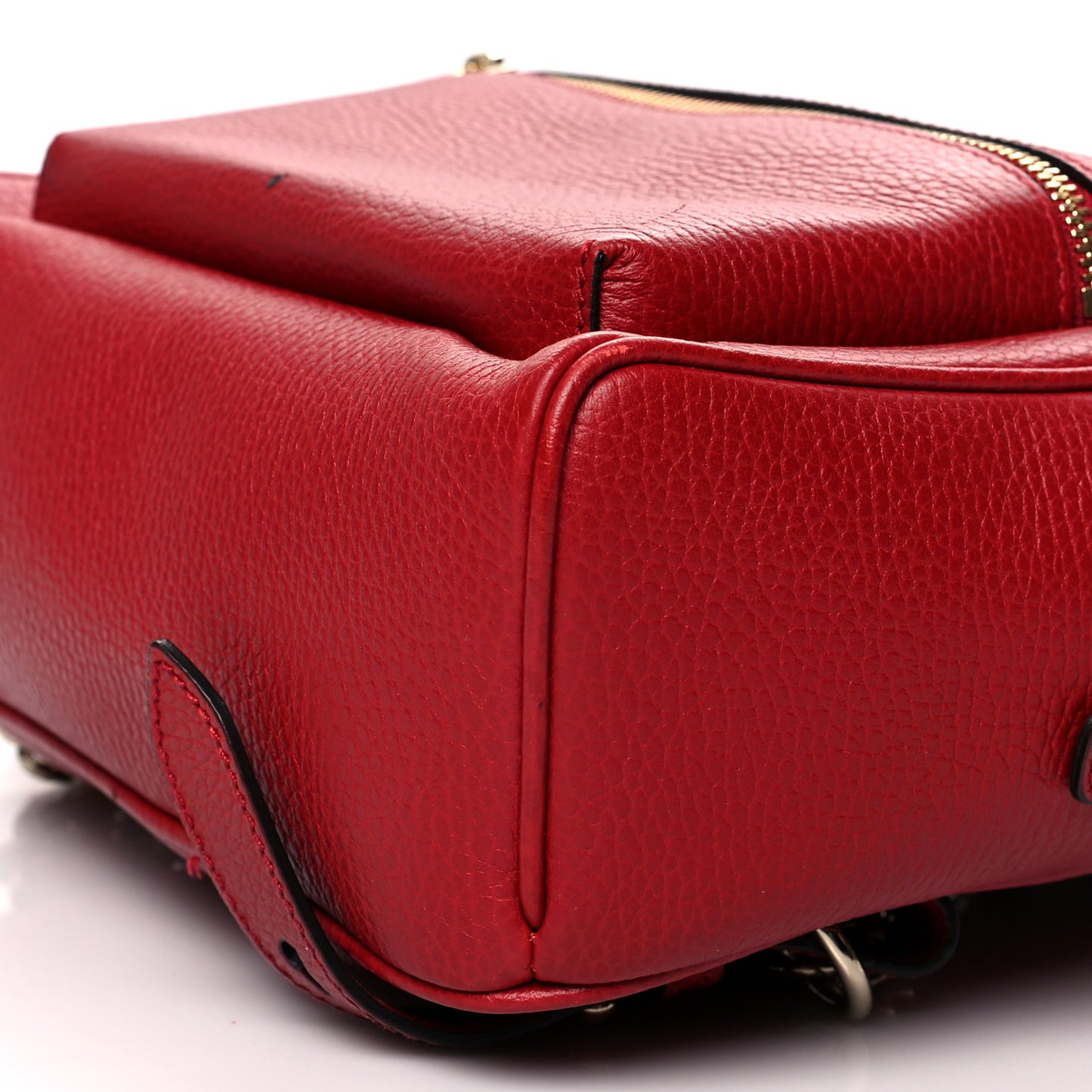 Pebbled Calfskin Soho Chain Backpack Hibiscus Red