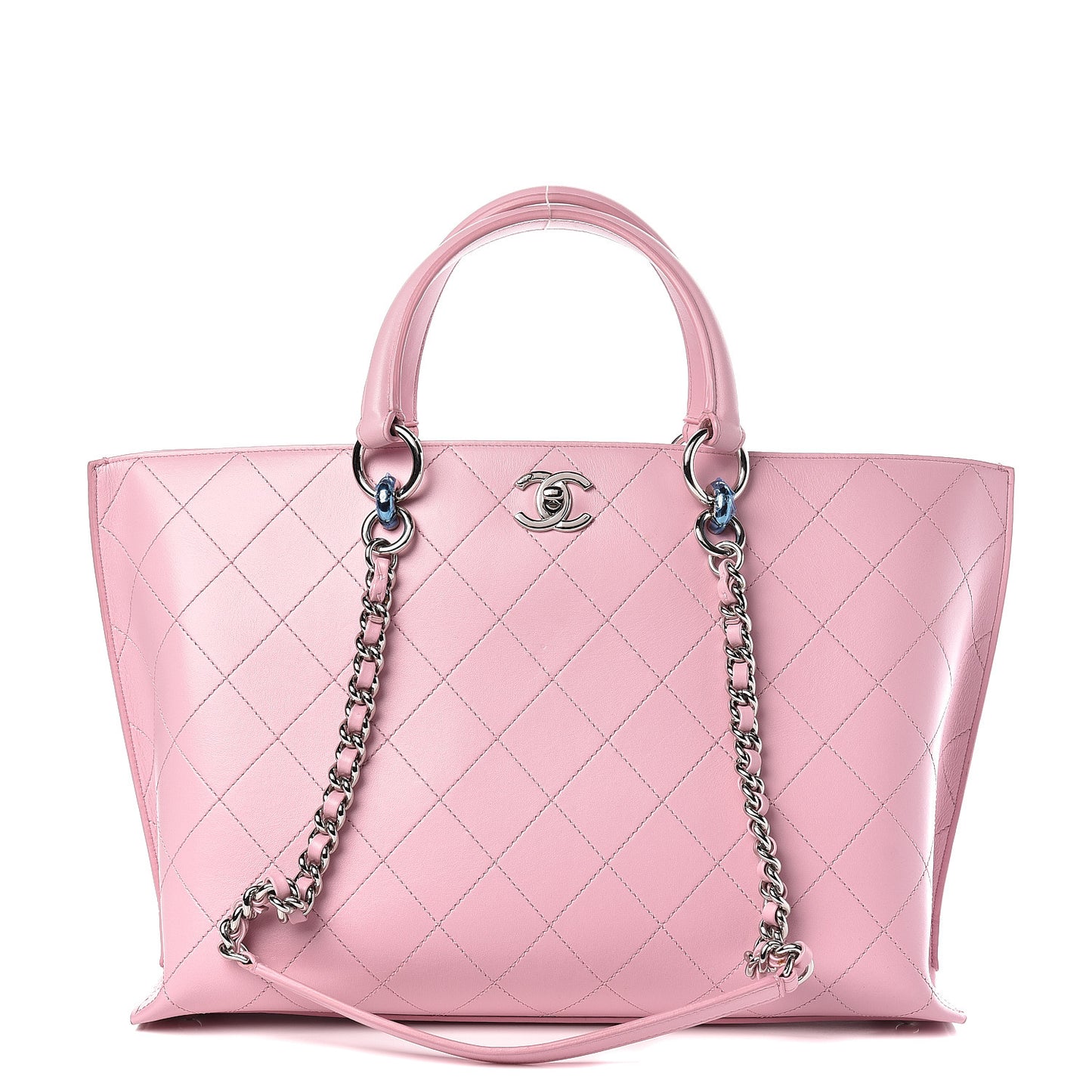 Calfskin Stitch Medium Ring My Bag Shopping Tote Pink