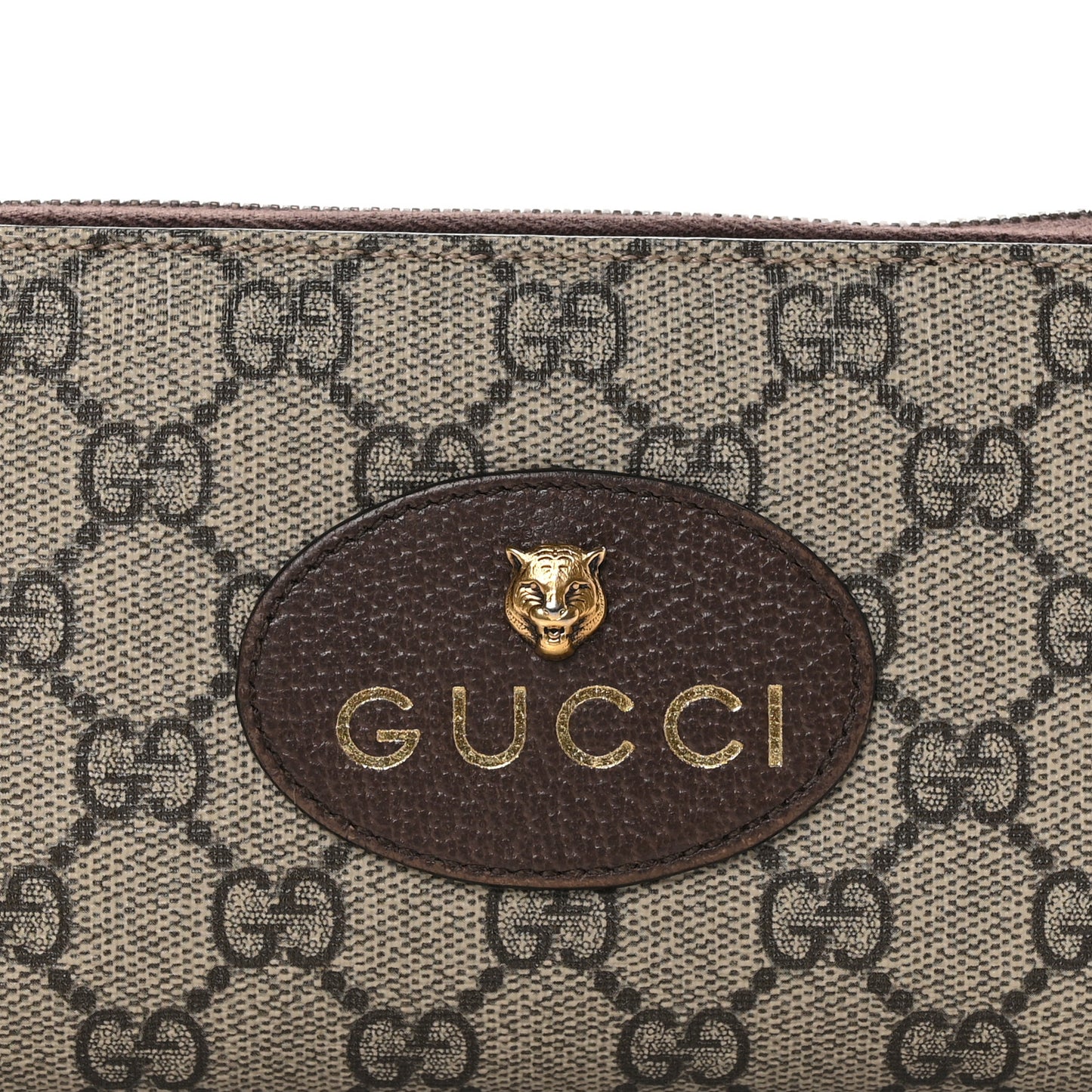 GG Supreme Monogram Neo Vintage Zip Around Wallet Beige Crop New Acero