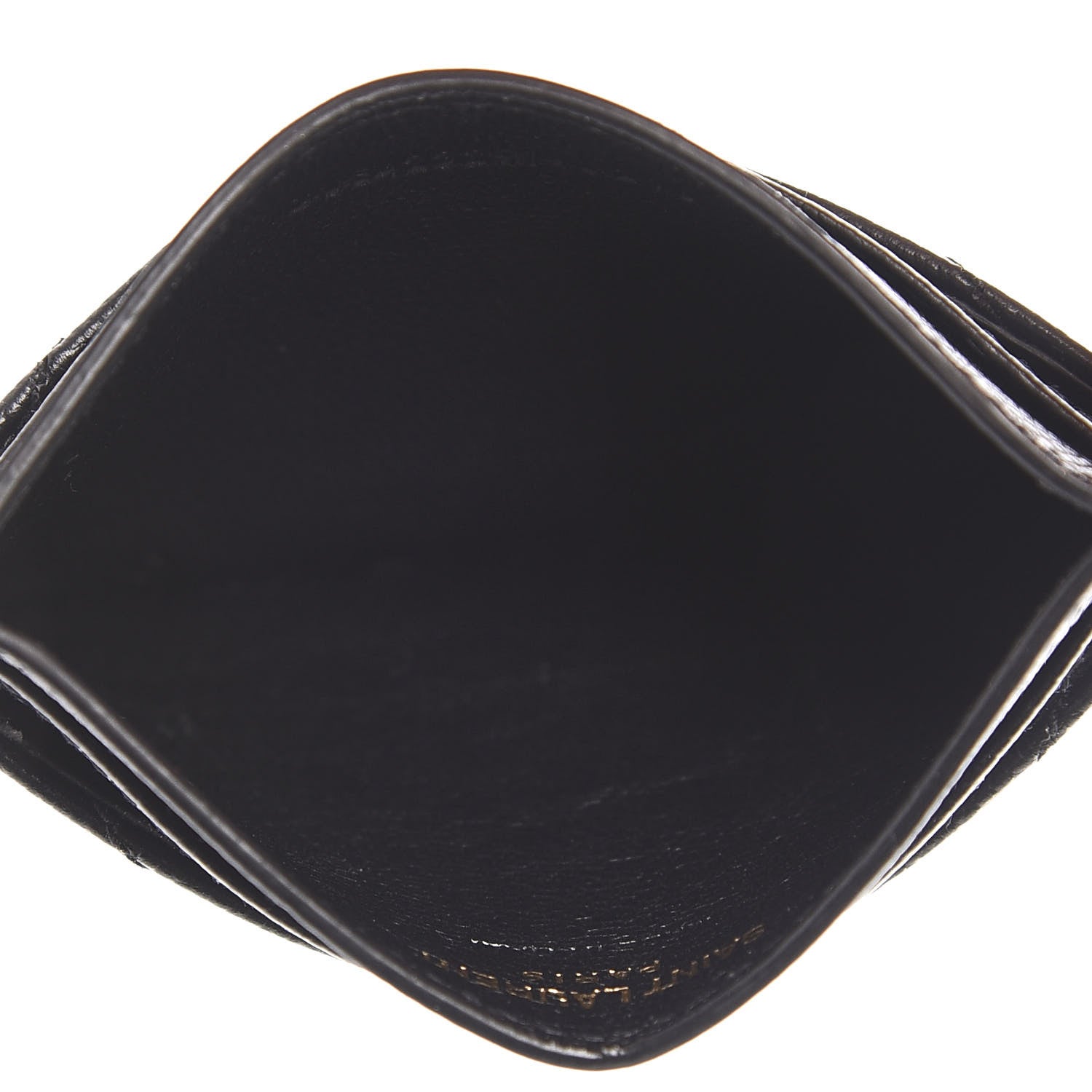 Saint Laurent Grain De Poudre Matelasse Chevron Monogram Credit Card Case Black 5 of 10