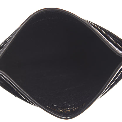 Saint Laurent Grain De Poudre Matelasse Chevron Monogram Credit Card Case Black 5 of 10