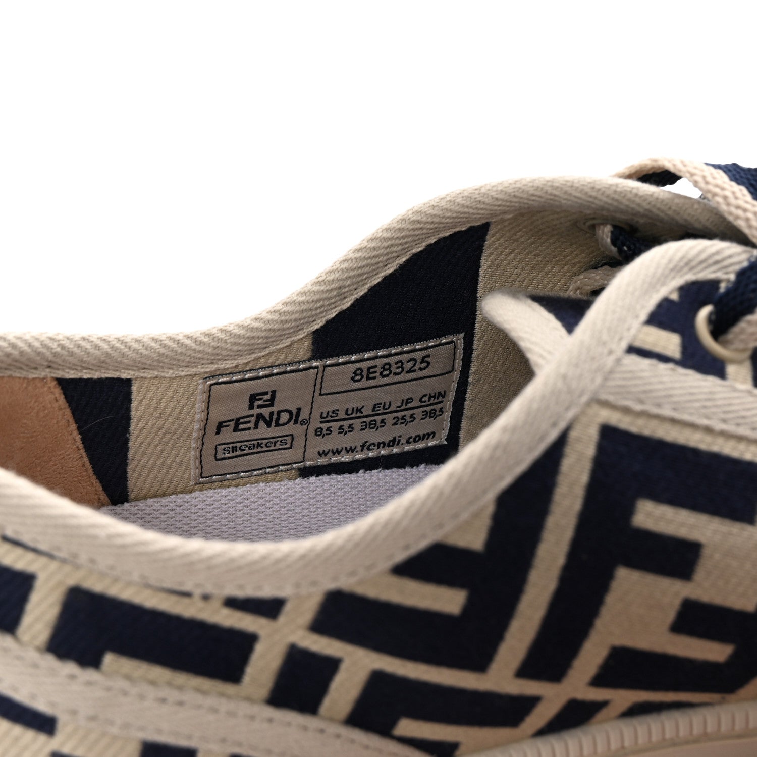 Fendi Woven Fabric FF Womens Domino Low Top Sneakers 38.5 Bei Midnight 9 of 10