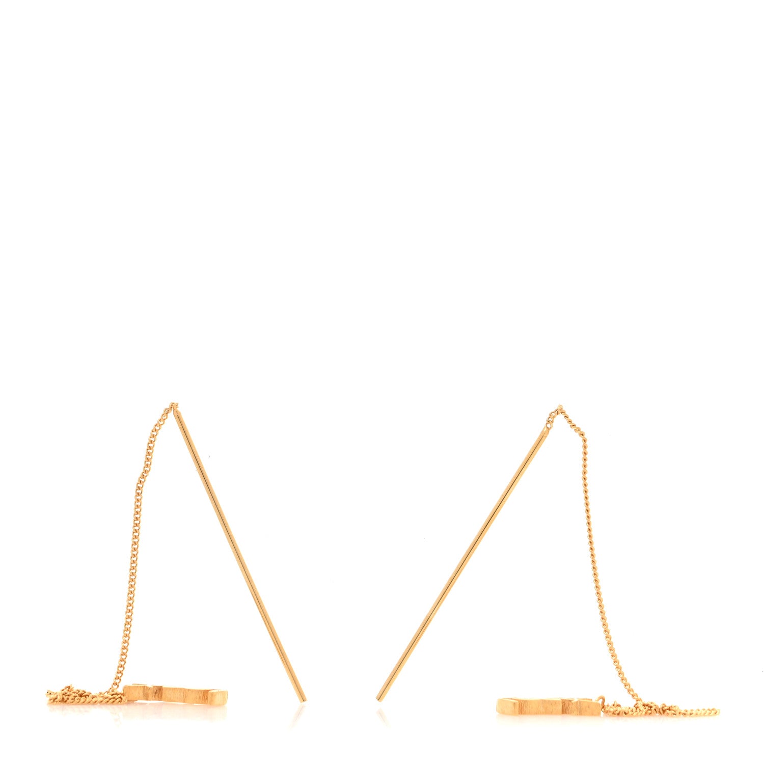 Saint Laurent Metal Monogram Pendant Threader Earrings Gold 3 of 3