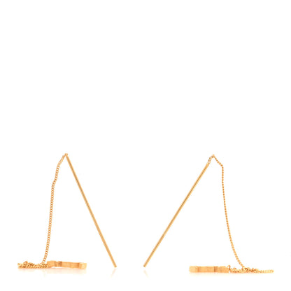 Saint Laurent Metal Monogram Pendant Threader Earrings Gold 3 of 3
