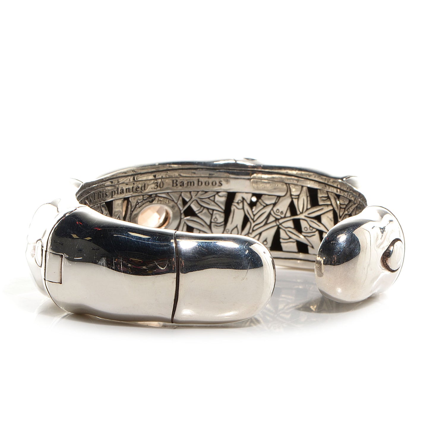 Sterling Silver Smoky Quartz Wide Bamboo Kick Cuff
