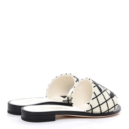 Chanel Pearl Embroidery CC Mules 36 Black White 4 of 10