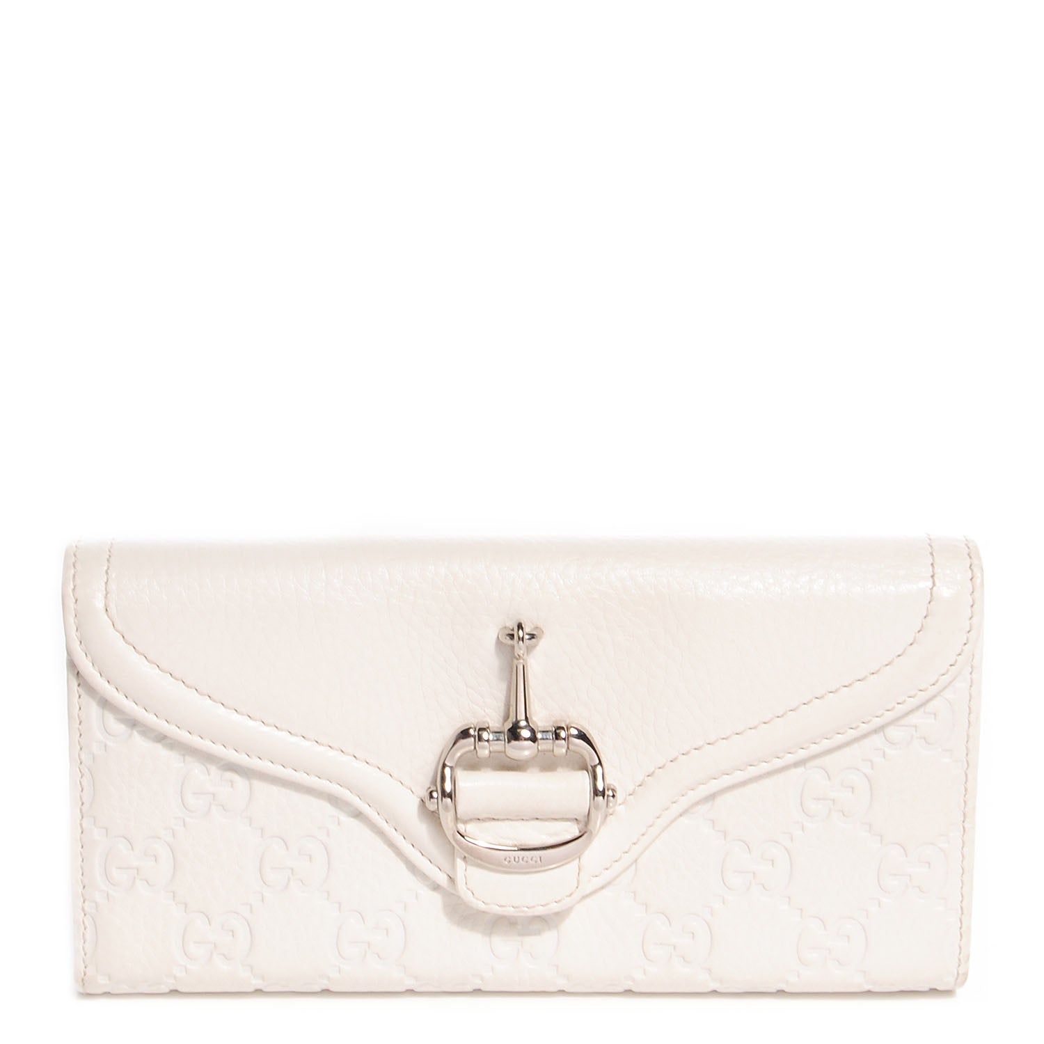 Gucci Guccissima Horsebit Flap Continental Wallet Off White 1 of 6