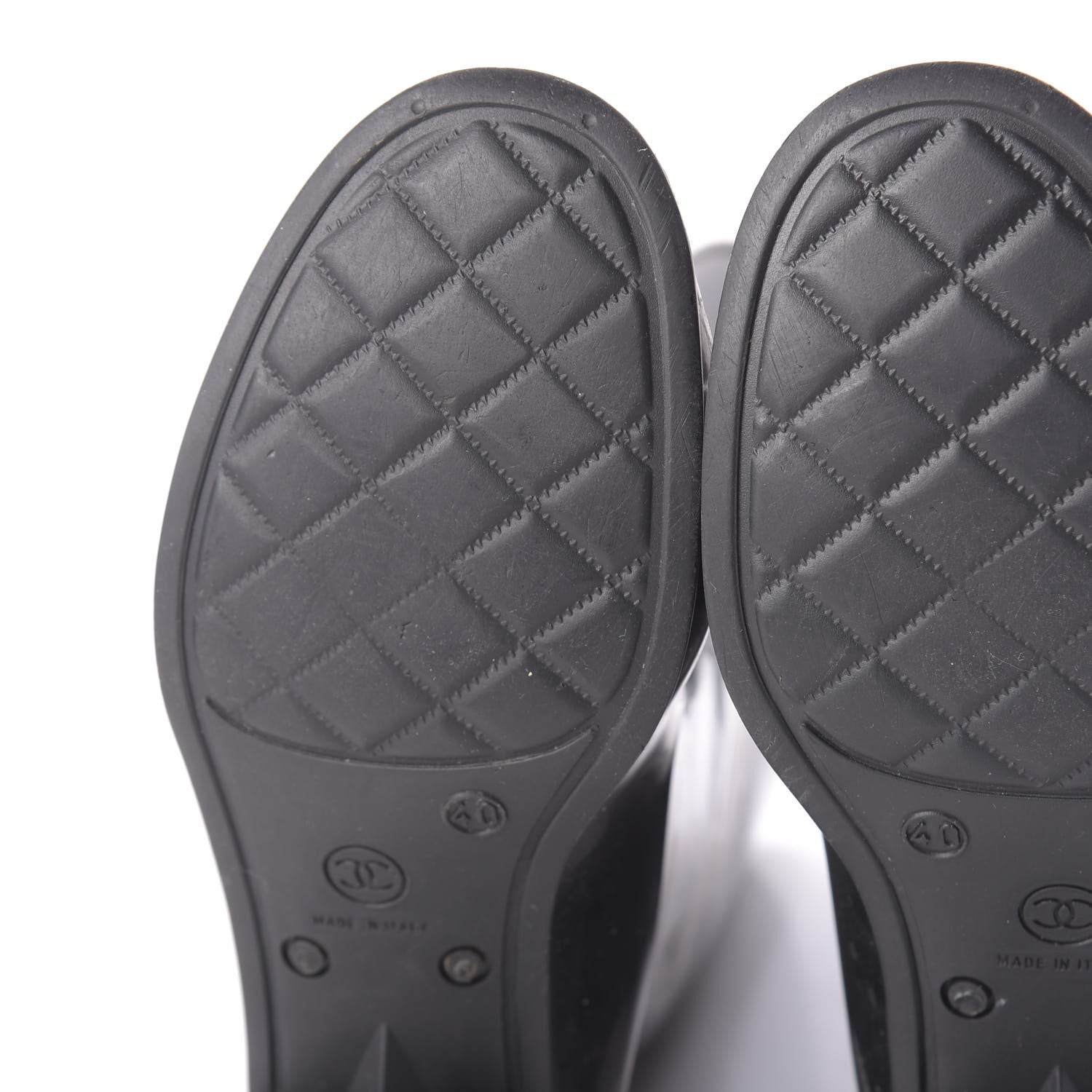 Chanel Rubber Glitter Camellia Rain Boots 40 Black 10 of 10