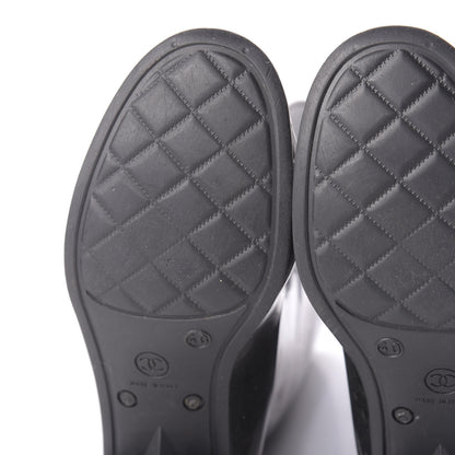 Chanel Rubber Glitter Camellia Rain Boots 40 Black 10 of 10