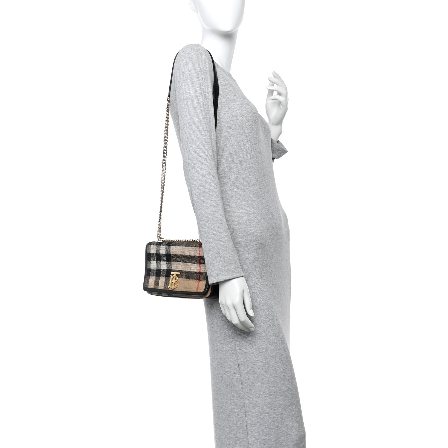 Burberry Check Cashmere Small Lola Bag Black 2 of 10