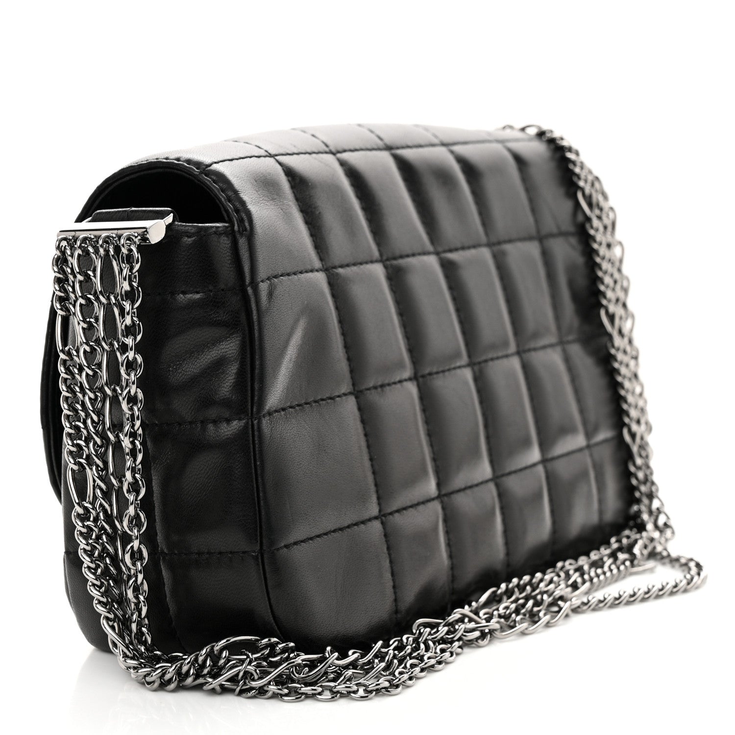 Chanel Lambskin Chocolate Bar Quilted Lambskin 5 Chain Flap Black 3 of 13