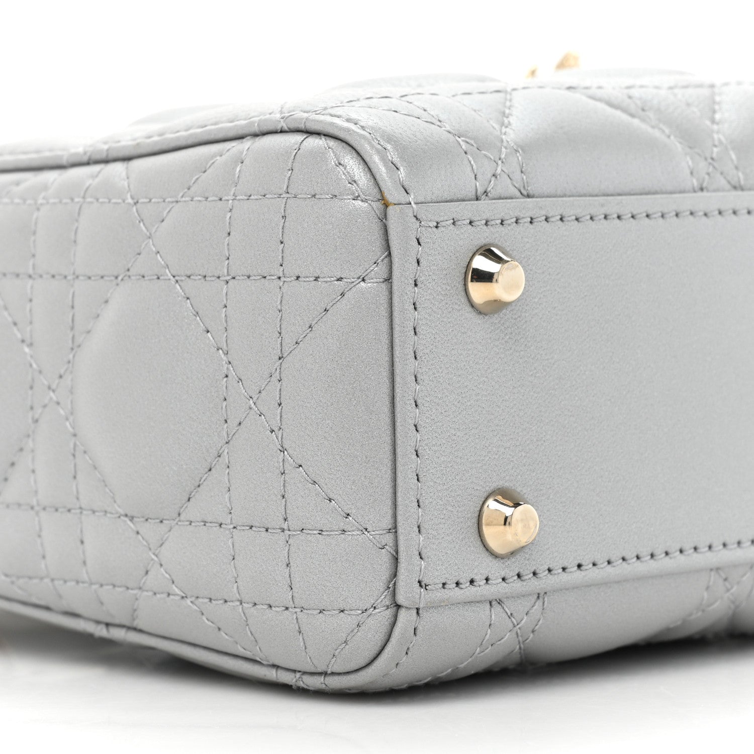 Christian Dior Metallic Lambskin Cannage Mini Lady Dior Grey 9 of 10