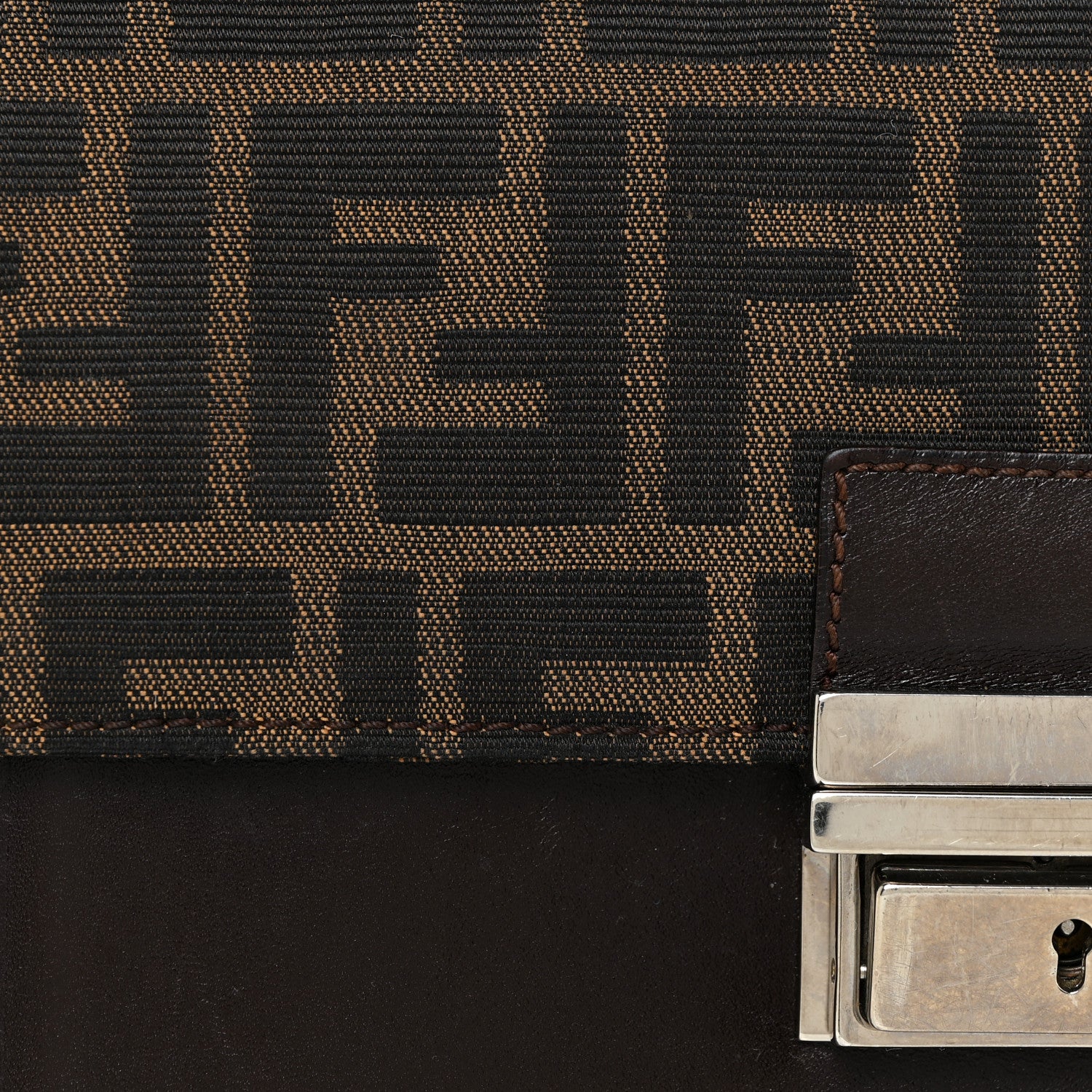 Fendi Zucca Calfskin Flap Clutch Tobacco Black 8 of 22