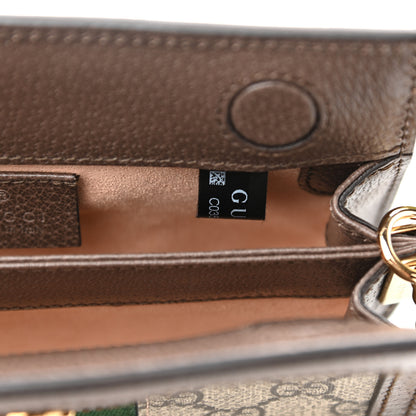 Gucci GG Supreme Monogram Textured Dollar Calfskin Web Mini Ophidia Chain Shoulder Bag Beige Ebony New Acero 8 of 12