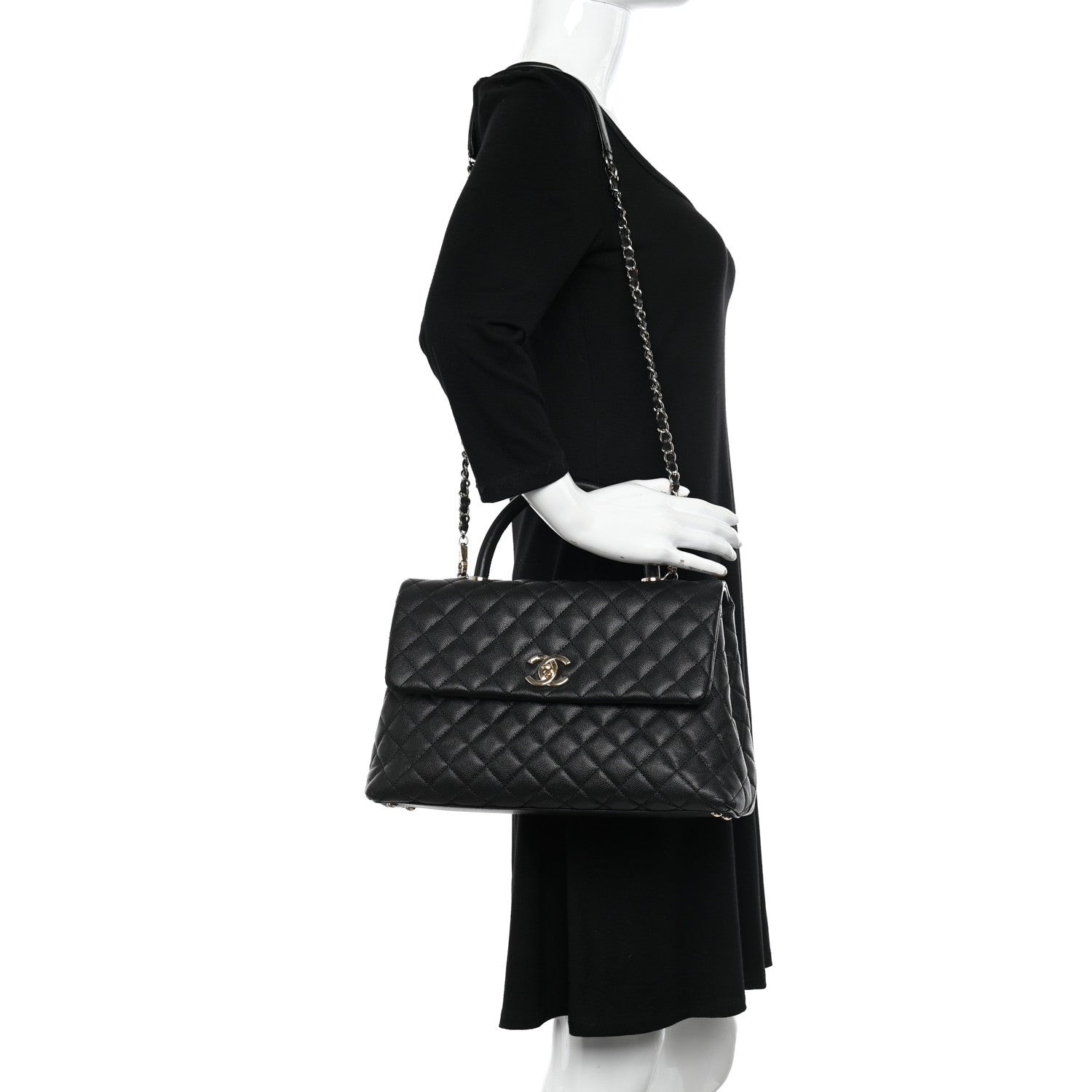 Chanel Caviar Quilted Medium Coco Handle Flap Black 2 of 10