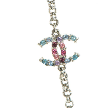 Chanel Crystal Bee Pendant Necklace Silver Multicolor 5 of 7