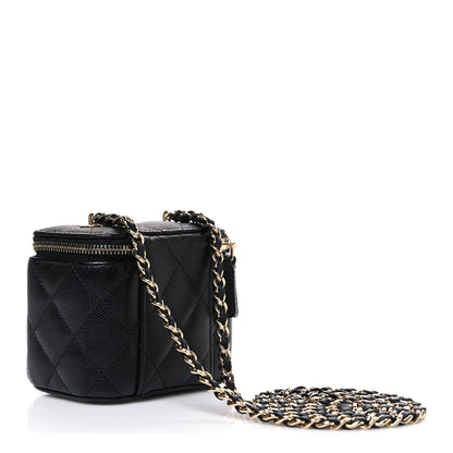 Chanel Caviar Quilted Mini Vanity Case With Chain Black 2 of 9