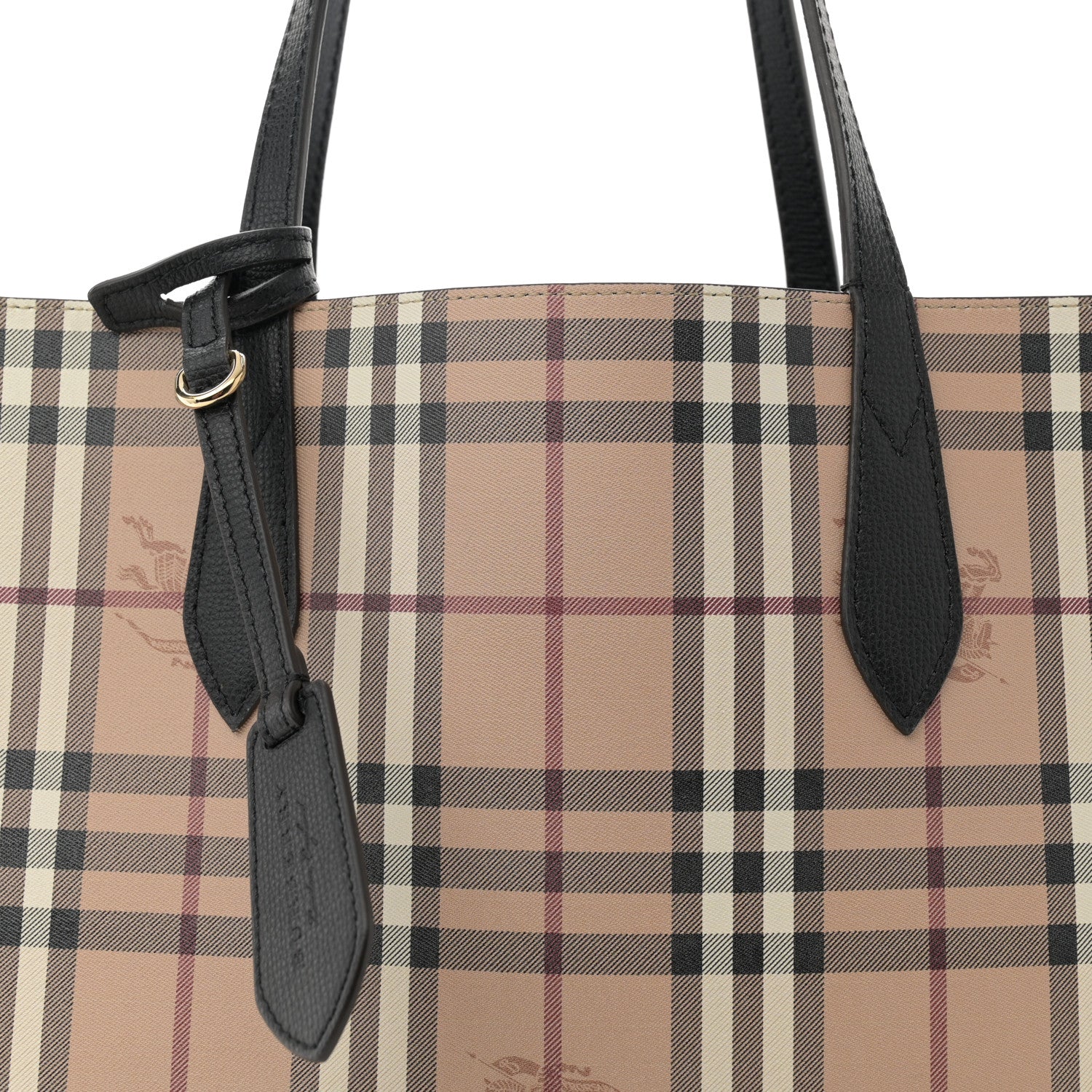 Burberry Grainy Calfskin Haymarket Check Medium Reversible Tote Black 12 of 16
