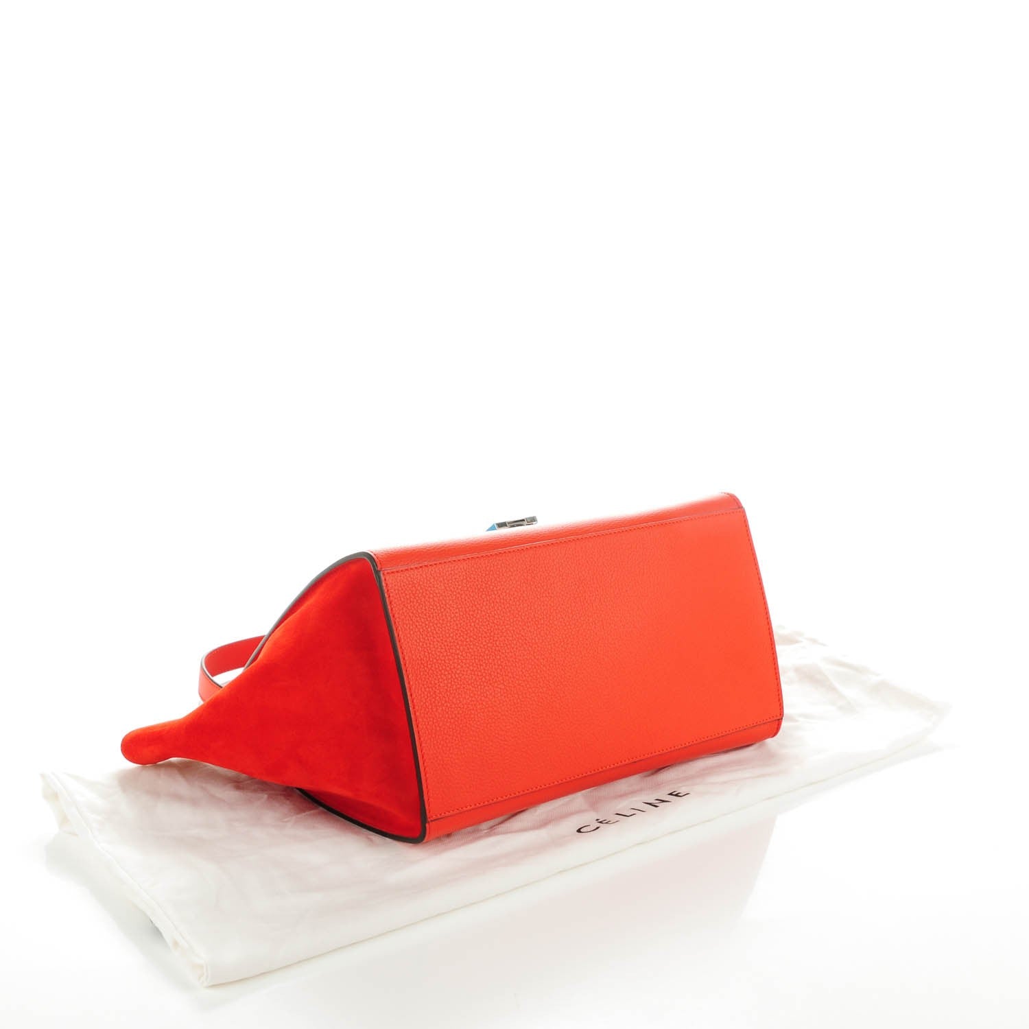 Celine Drummed Calfskin Suede Medium Trapeze Vermillion 4 of 7