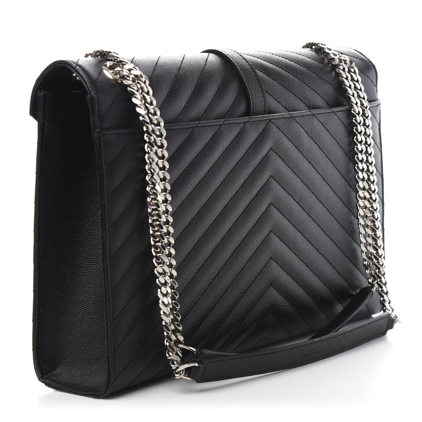 Grain De Poudre Matelasse Chevron Large Monogram Satchel Black