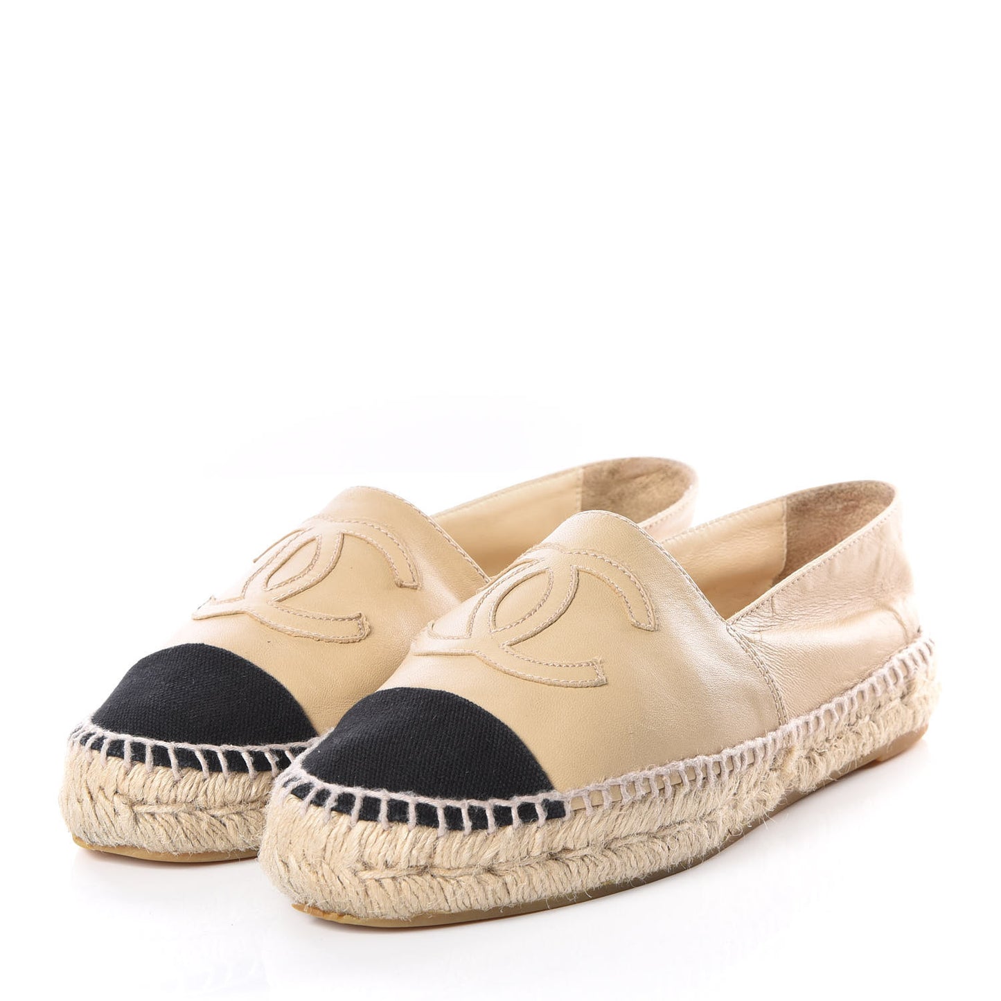 Lambskin CC Espadrilles 36 Beige Black