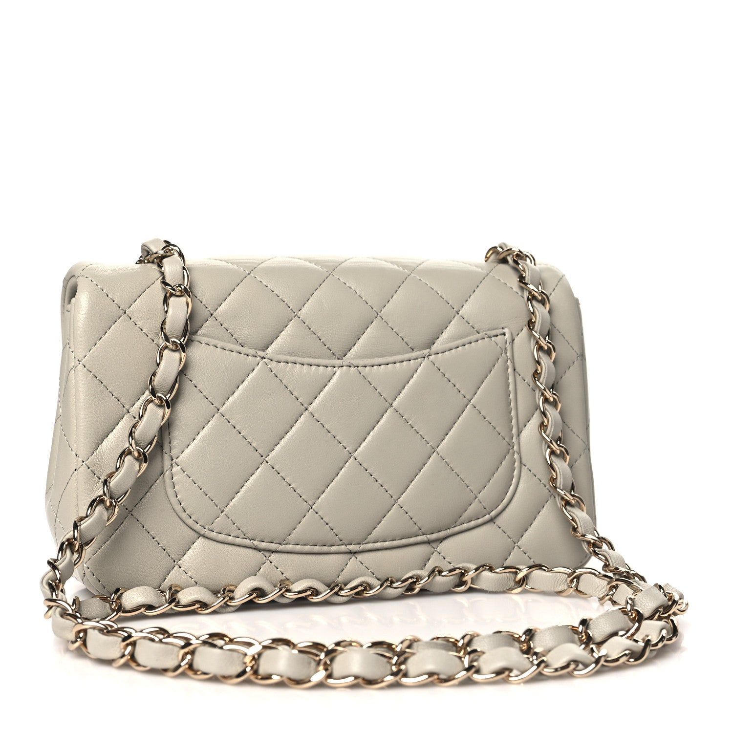 Chanel Lambskin Quilted Mini Rectangular Flap Grey 3 of 11
