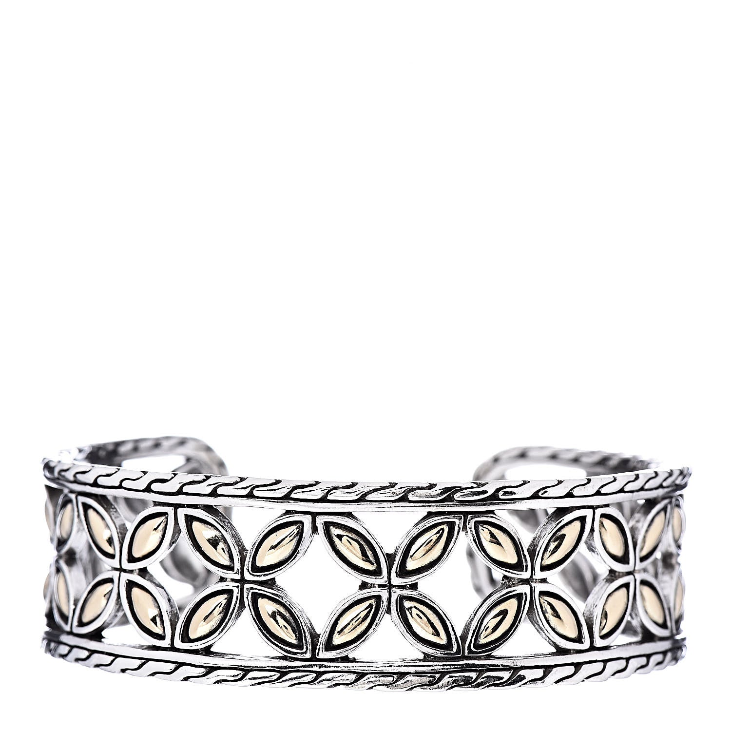 John Hardy Sterling Silver 18K Yellow Gold Kawung Cuff Bracelet 1 of 5