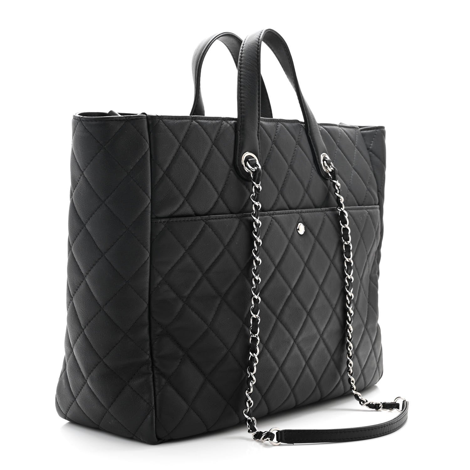 Chanel Calfskin Quilted Ultra Pocket Shopping Tote Black 3 of 10