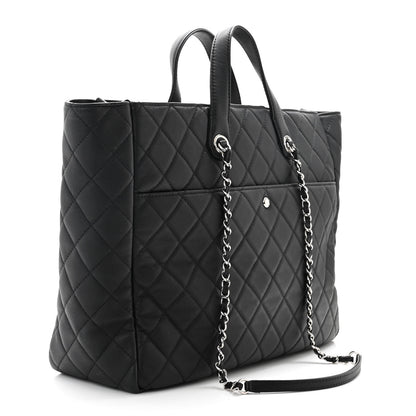 Chanel Calfskin Quilted Ultra Pocket Shopping Tote Black 3 of 10