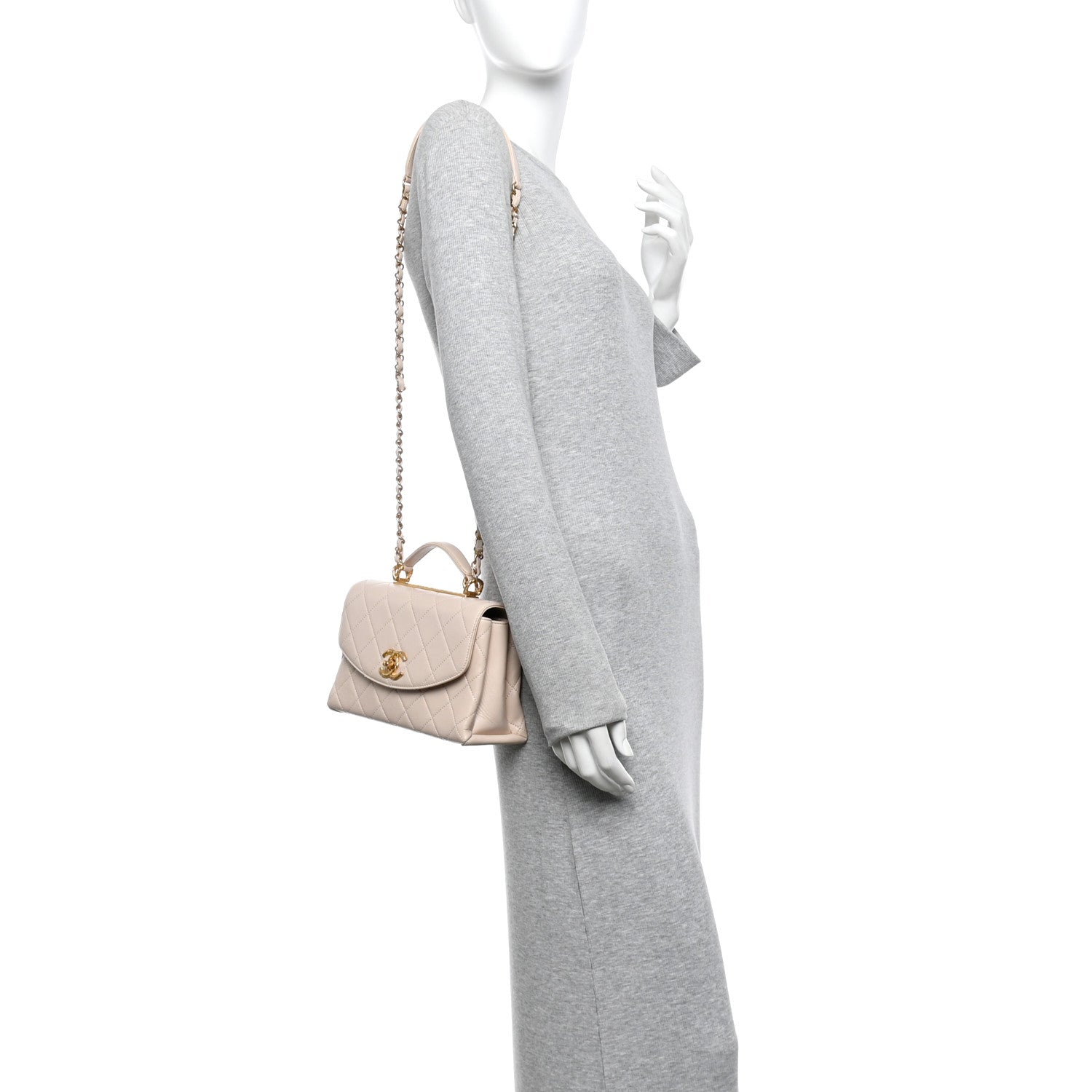 Chanel Lambskin Quilted Trendy Spirit Top Handle Flap Beige 2 of 12