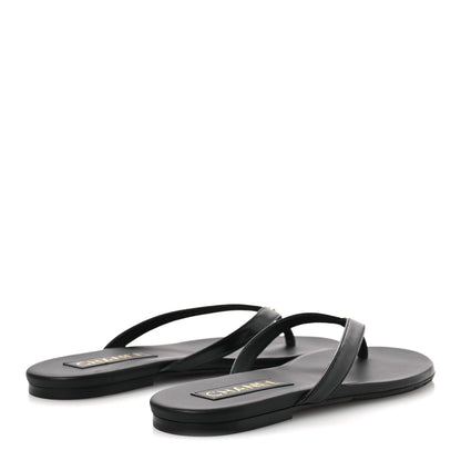 Chanel Shiny Lambskin Crystal CC Thong Sandals 38.5 Black 5 of 11