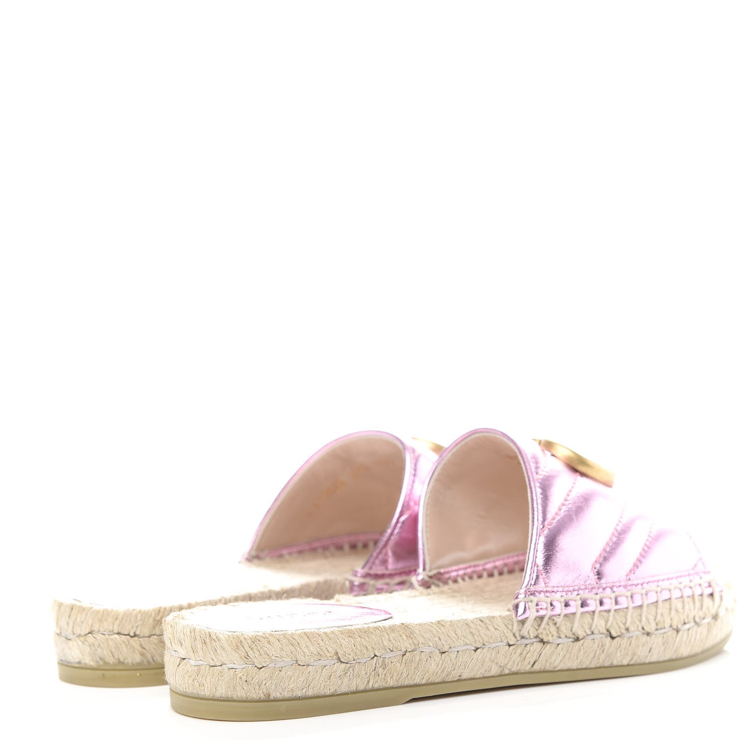 Gucci Metallic Nappa Matelasse GG Marmont Espadrille Slide Sandals 35.5 Rosa 4 of 11