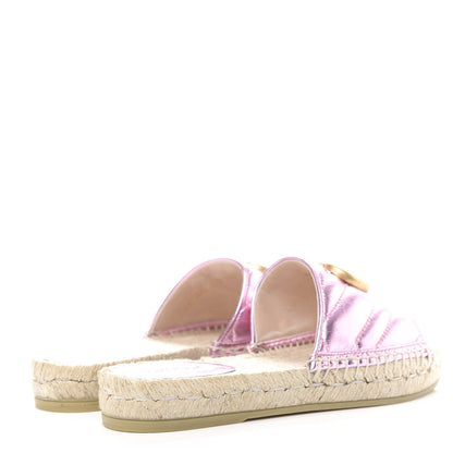 Gucci Metallic Nappa Matelasse GG Marmont Espadrille Slide Sandals 35.5 Rosa 4 of 11
