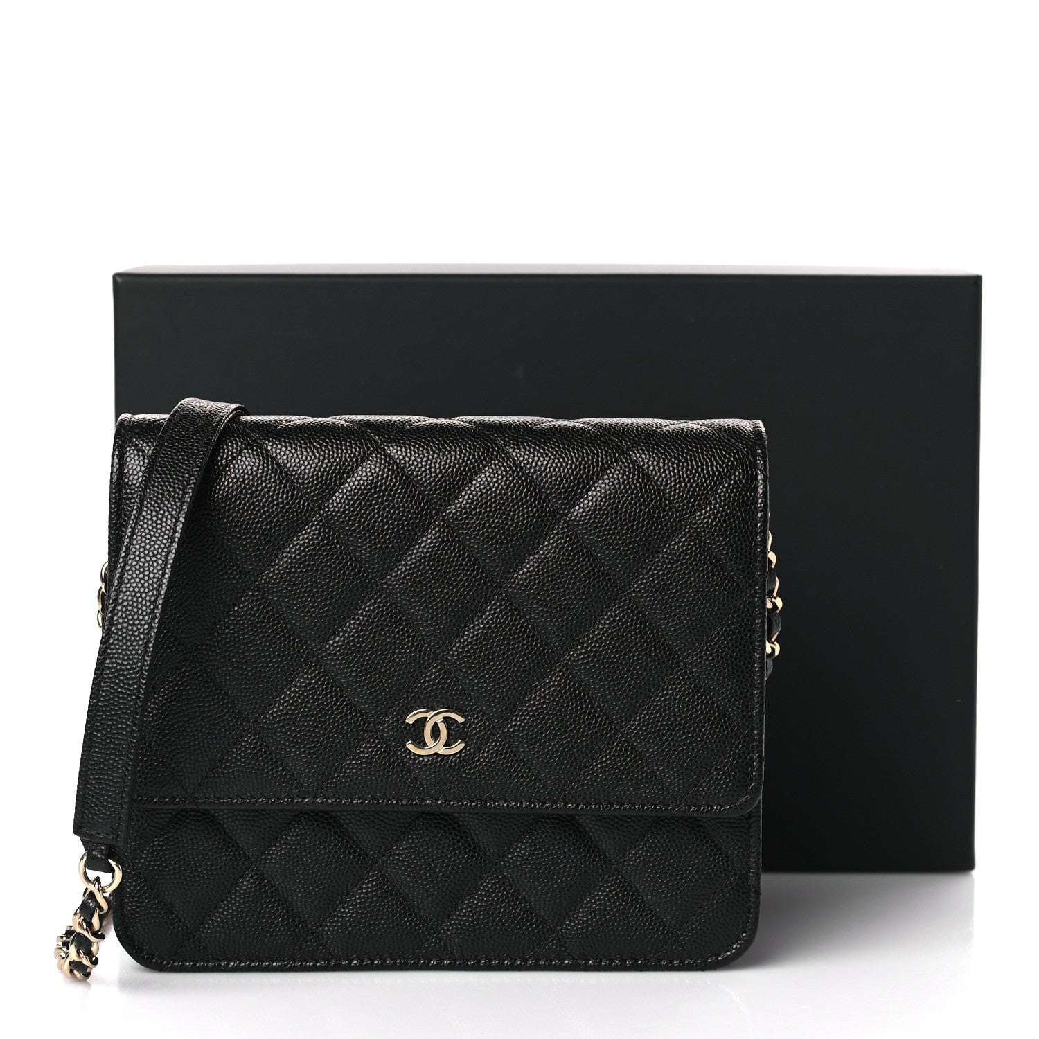 Chanel Caviar Quilted Square Wallet On Chain WOC Black 10 of 10