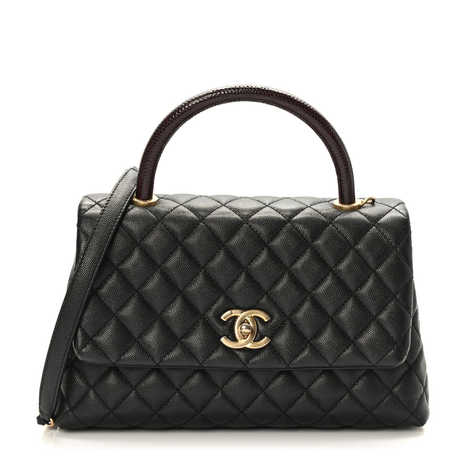 Chanel Caviar Lizard Embossed Quilted Small Coco Handle Flap Black 1 of 8
