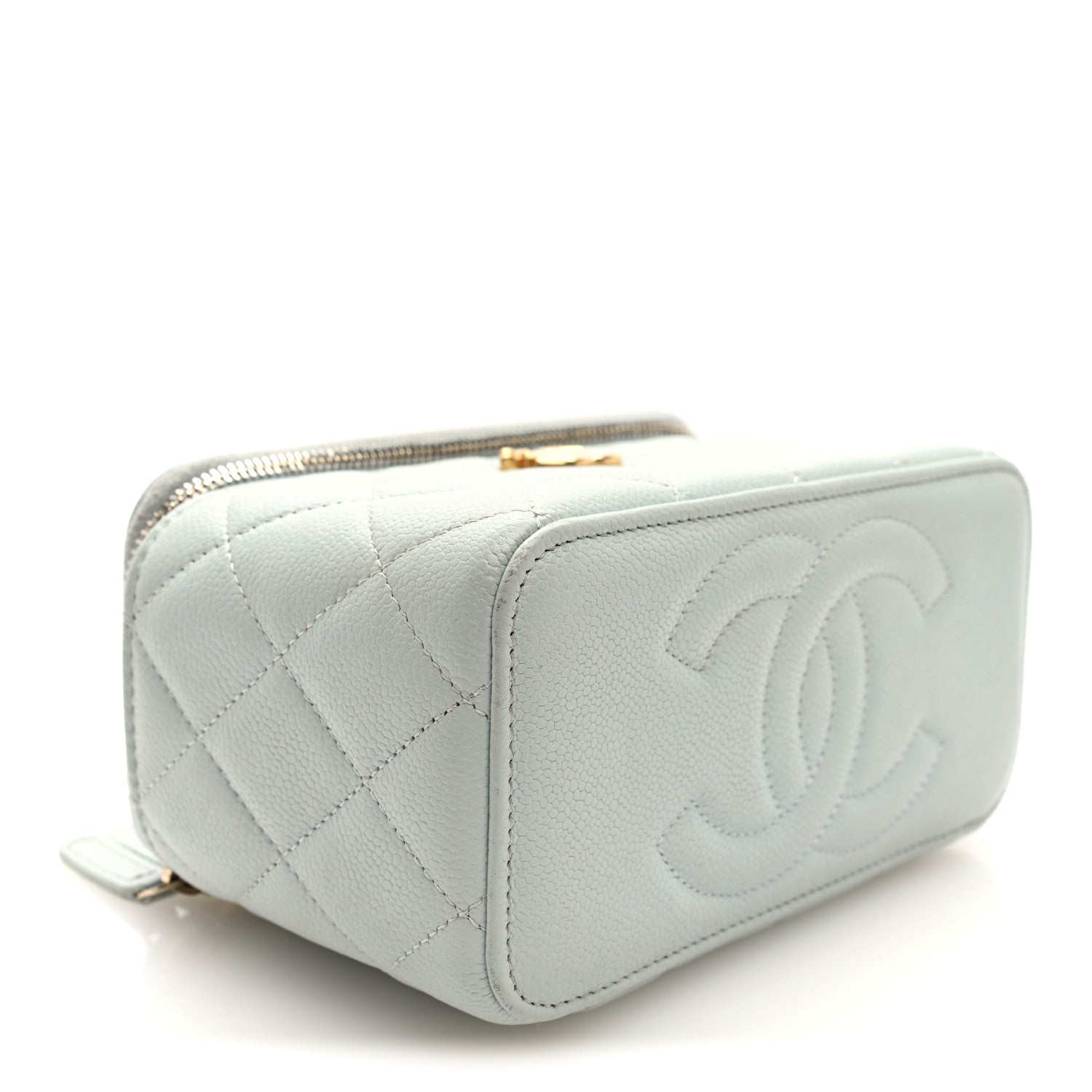 Chanel Caviar Quilted Sweetheart Vanity Case Bleu Clair 7 of 14