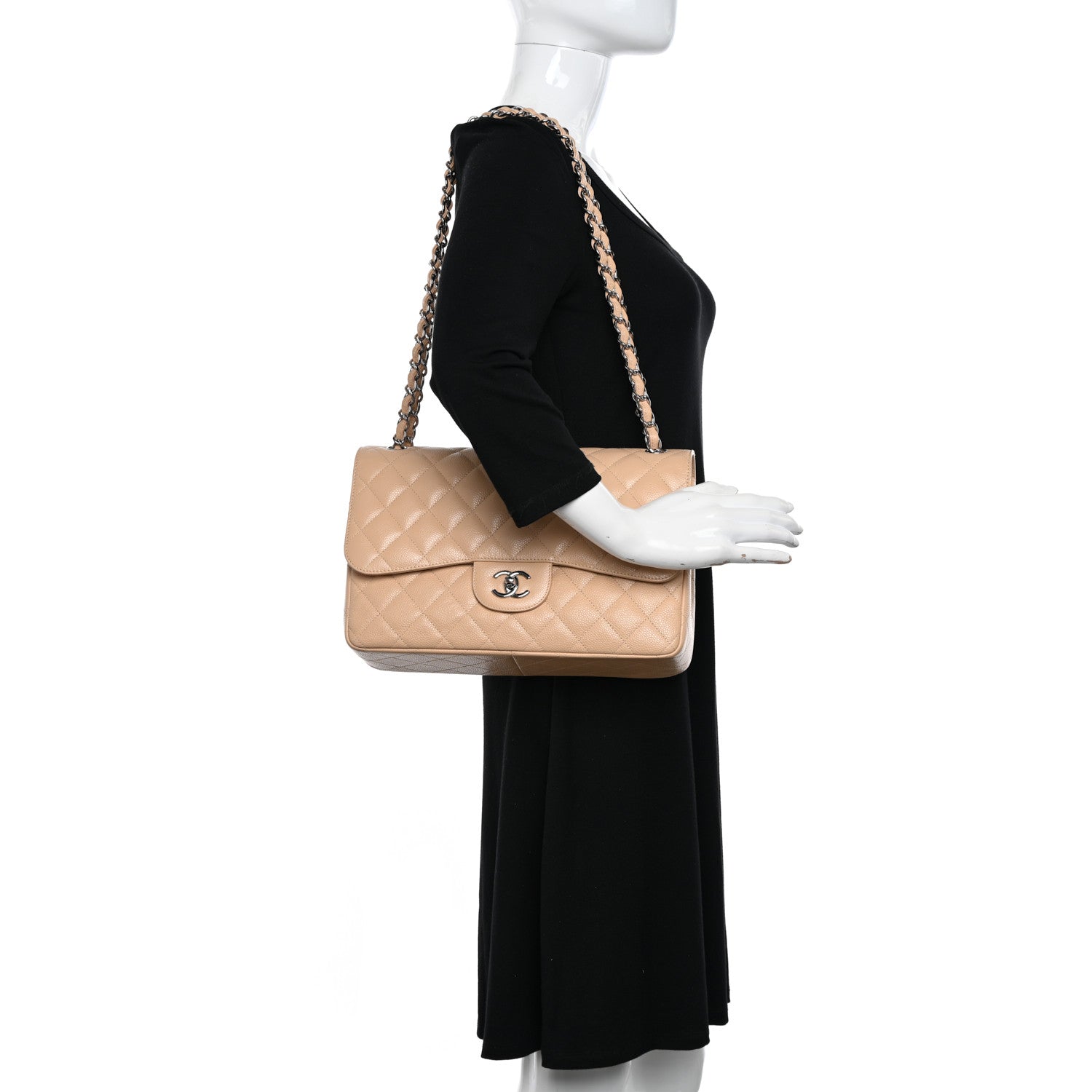 Chanel Caviar Quilted Jumbo Double Flap Beige Clair 2 of 12