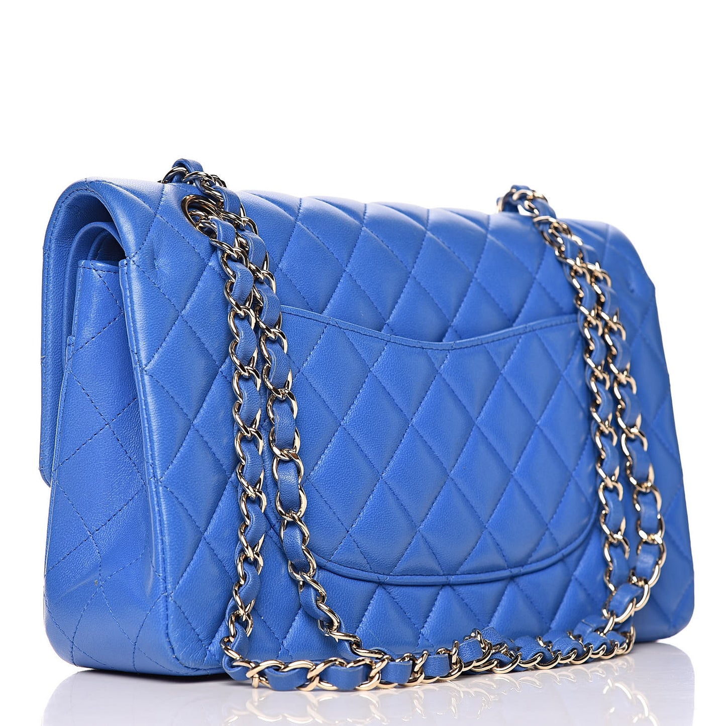 Lambskin Quilted Medium Double Flap Blue