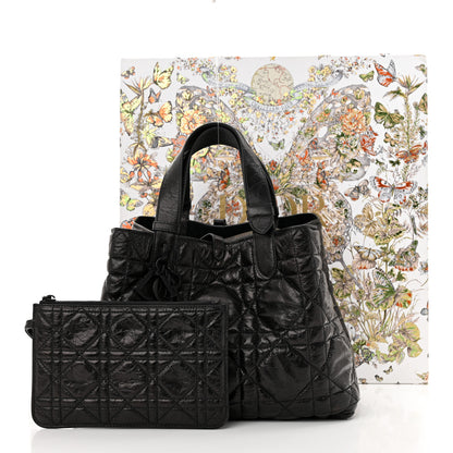 Christian Dior Crinkled Calfskin Cannage Medium Dior Tojours Bag Black 13 of 13