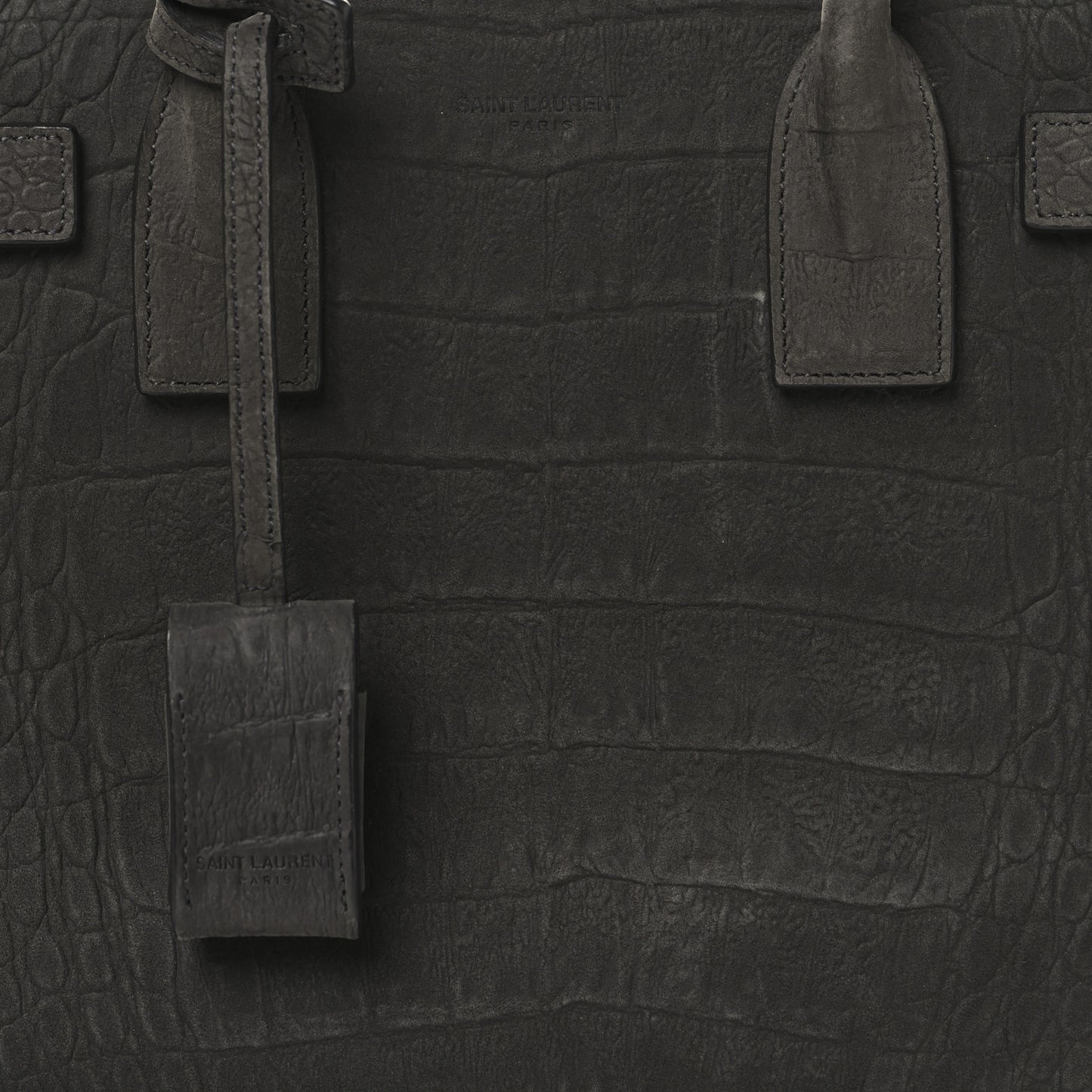 Crocodile Embossed Nubuck Baby Sac De Jour Dark Anthracite