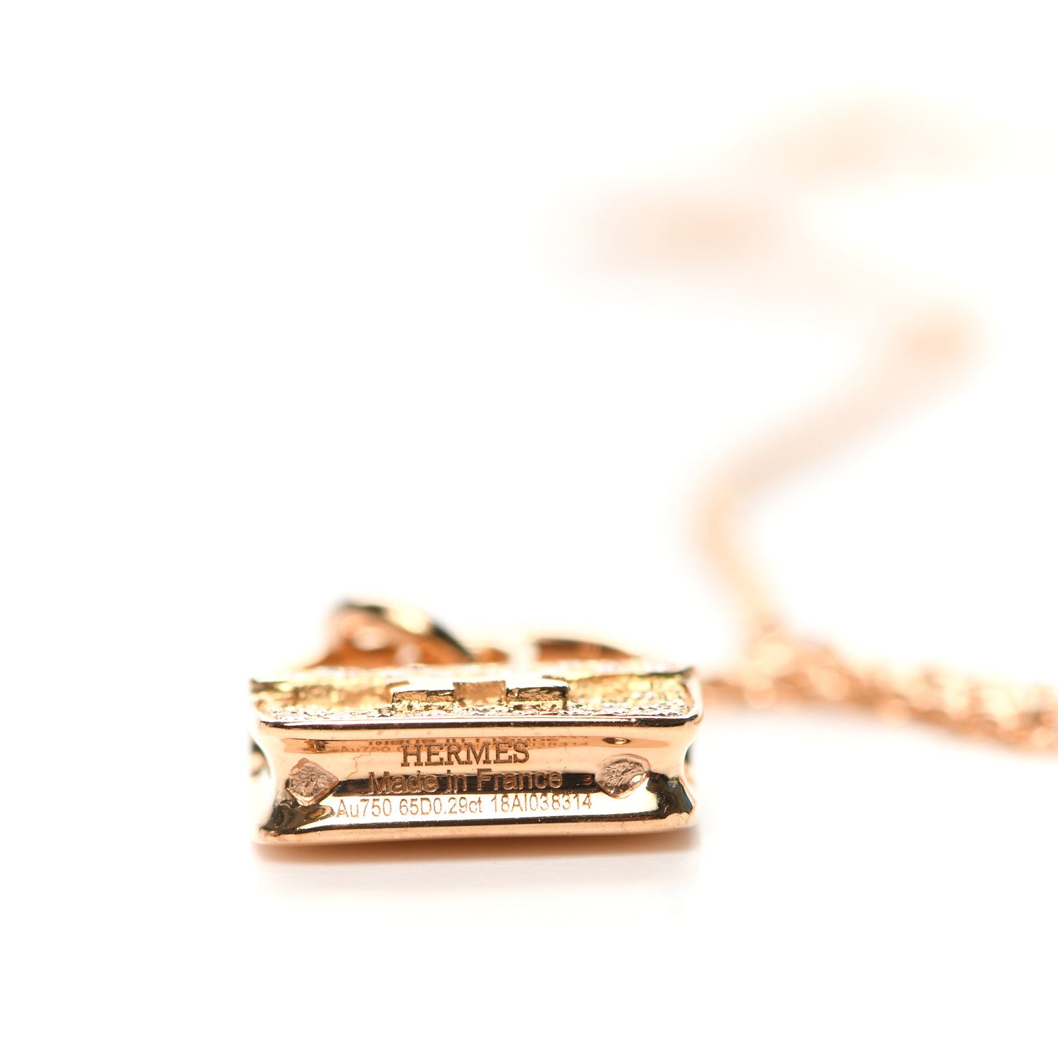 Hermes 18K Rose Gold Diamond Constance Amulette Pendant Necklace 5 of 6