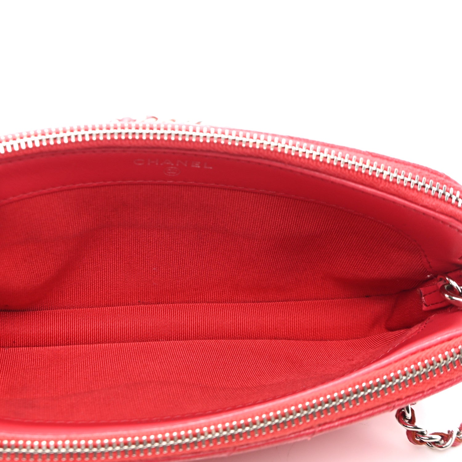 Chanel Caviar Chevron Quilted Small Clutch With Chain Light Red 5 of 15