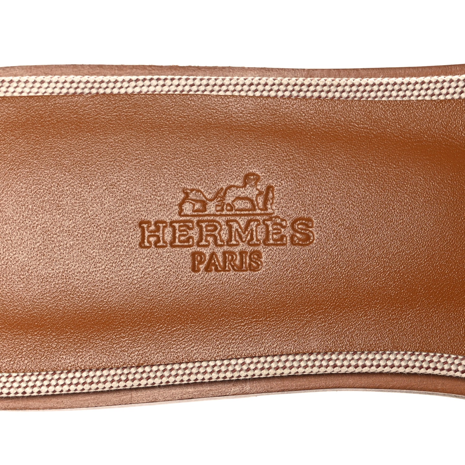 Hermes Calfskin Canvas Oran Sandals 38 Noisette Beige Dore 7 of 9