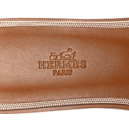 Hermes Calfskin Canvas Oran Sandals 38 Noisette Beige Dore 7 of 9