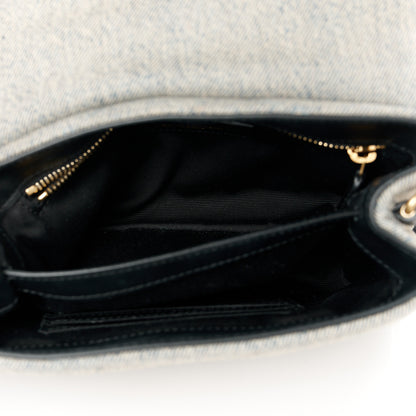 Saint Laurent Denim Y Quilted Monogram Toy Loulou Crossbody Bag Grey 5 of 11