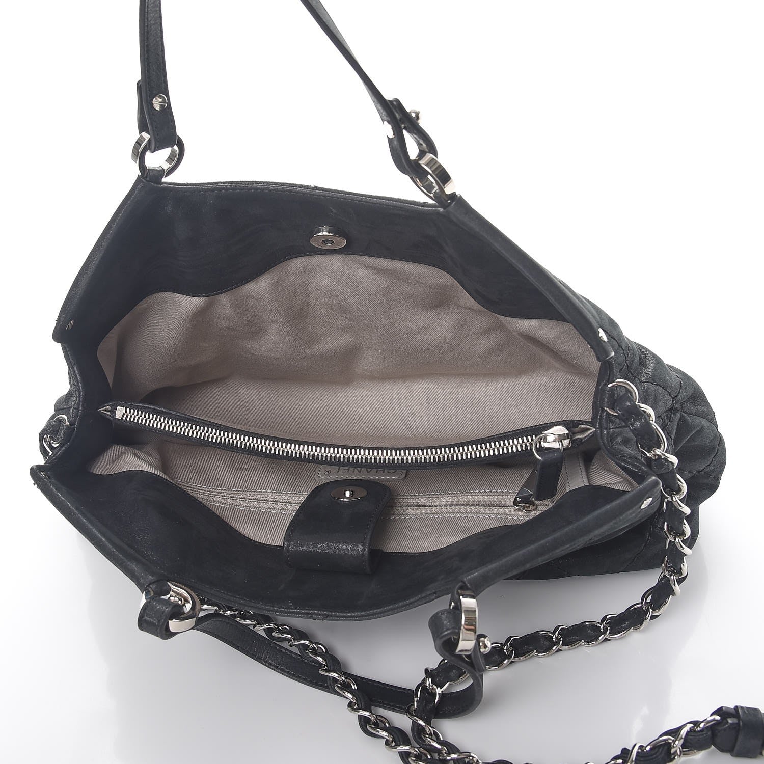 Chanel Iridescent Calfskin Quilted Small Sea Hit Tote Black 5 of 8
